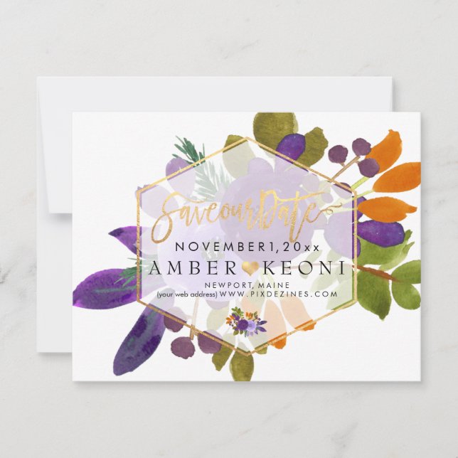 Save The Date PixDezines Fleurs aquarelles Enregistrer la date (Devant)