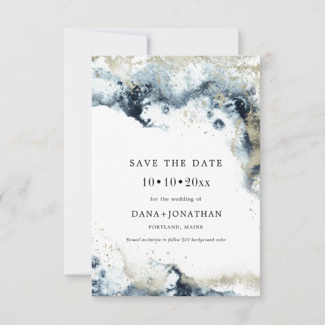 Save The Date PixDezines H2 Waves Mousse Métallique Enregistrer  (Devant)