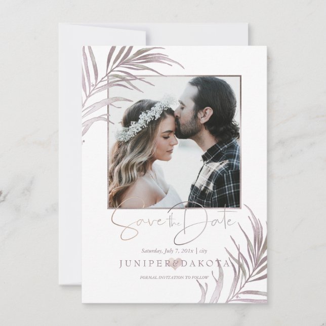 Save The Date PixDezines MAUVE PALMS ENREGISTRER LA DATE (Devant)