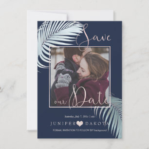 Save The Date PixDezines PALM FRONDS, RIDEAU BLEU do-it-yourself