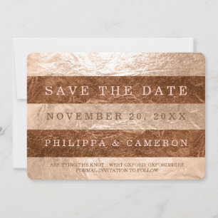 Save The Date PixDezines Rose Gold+Copper Stripes/date d'enregis