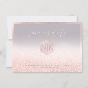 Save The Date PixDezines rose vierge Script+Parties scintillant