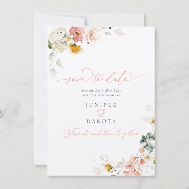 Save The Date PixDezines Watercolor Fall Garden Flowers (Devant)