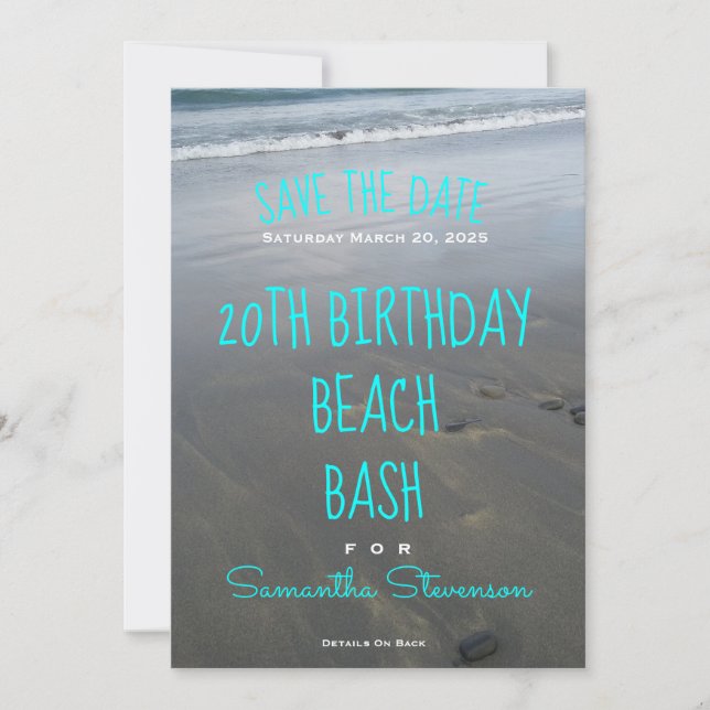 Save The Date Plage Anniversaire Fête Bash Chaque année Invitati (Devant)