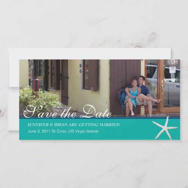 Save The Date Plage Enregistrer la date Photocard (Devant)