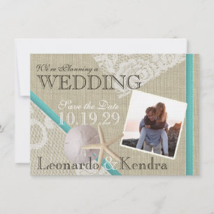 Save The Date Plage et Vintage dentelle romantique Enregistrer l