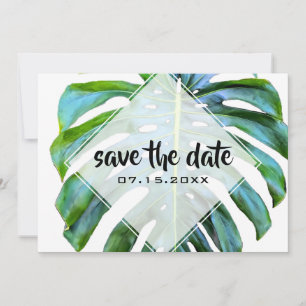 Save The Date Plage Feuille tropicale Vert tendance Enregistrer