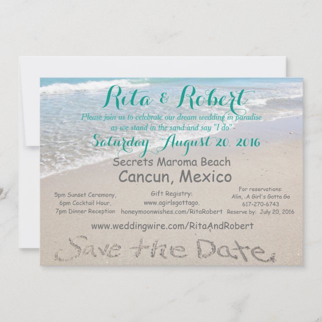 Save the date | Plage Mariage 5x7 Carte d'invitati (Devant)