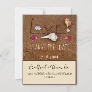 Save The Date Plage mariage personnalisé Coques et amour Changer