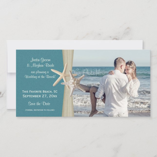 Save The Date Plage Mariage Starfish Enregistrer la photo Date (Devant)