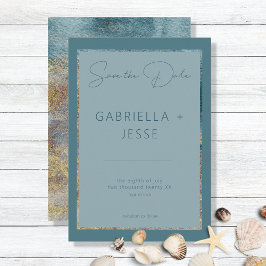 Save The Date Plage moderne Abstrait Turquoise & Or Enregistrer 