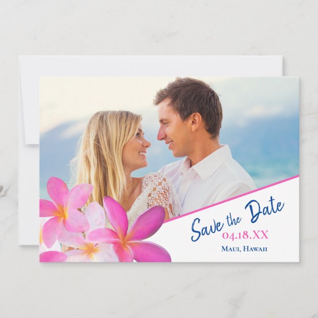 Save The Date Plage Photo Plage Tropical Floral Plumeria Destina (Devant)