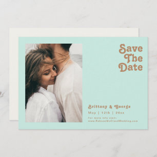 Save The Date Plage Retro Aqua Photo Horizontal Enregistrer La