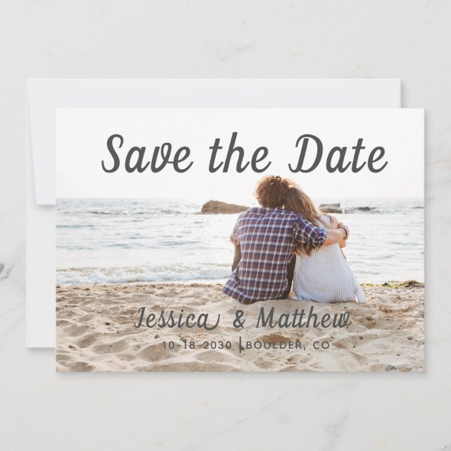 Save The Date Plage Romantique Moderne 3 Photos de Couple (Devant)