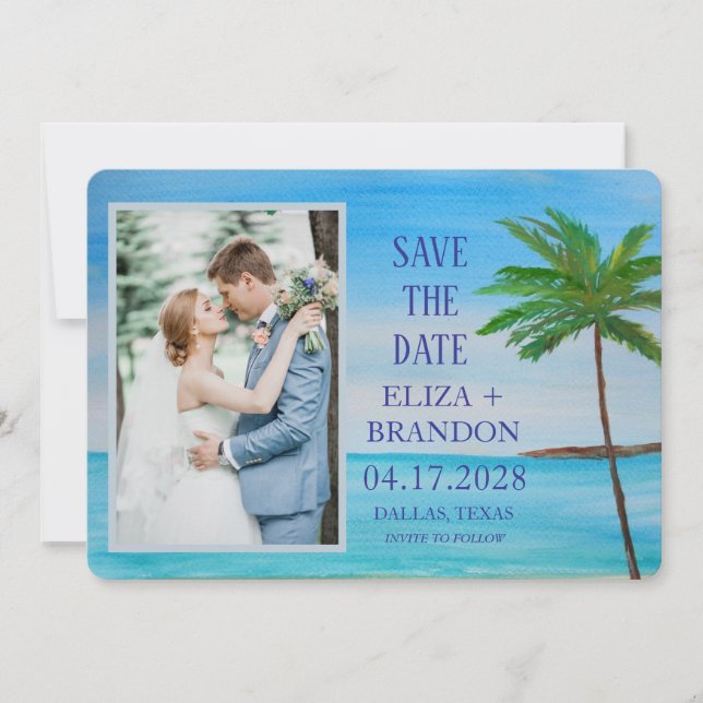 Save The Date Plage tropicale Destination Mariage Photo (Devant)