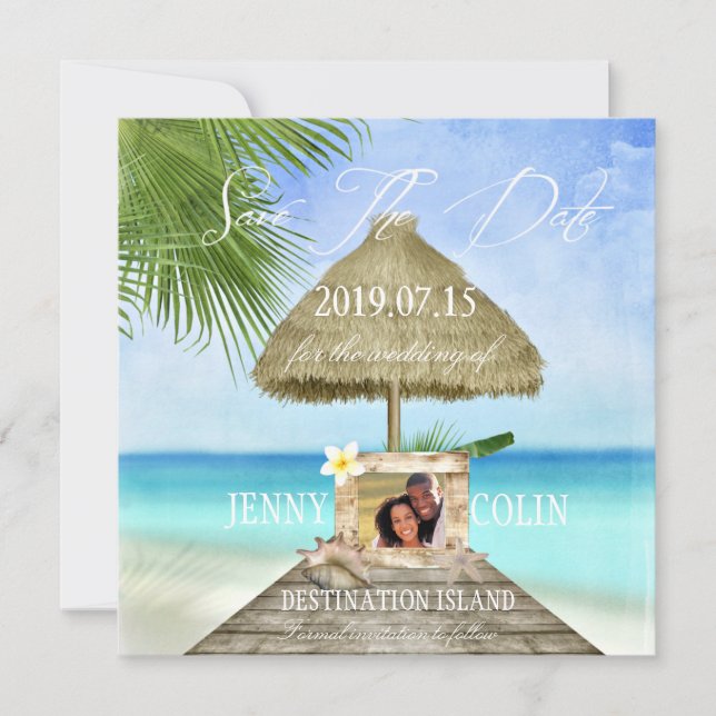 Save The Date Plage tropicale exotique Photo personnalisée (Devant)