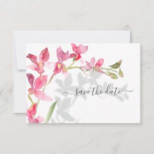 Save The Date Plage tropicale Orchidées roses avec ombres