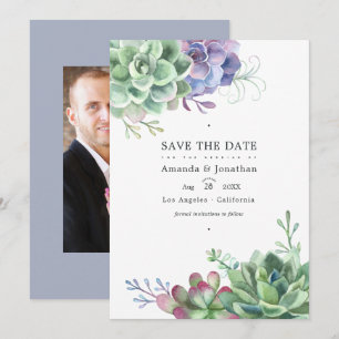 Save The Date Plantes de cactus succulentes à l'aquarelle Photo
