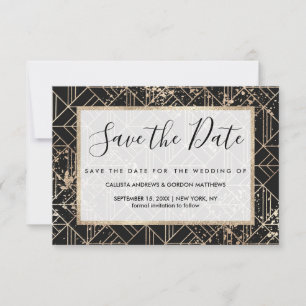 Save The Date Plaque de peinture géométrique Art Déco rétro en o