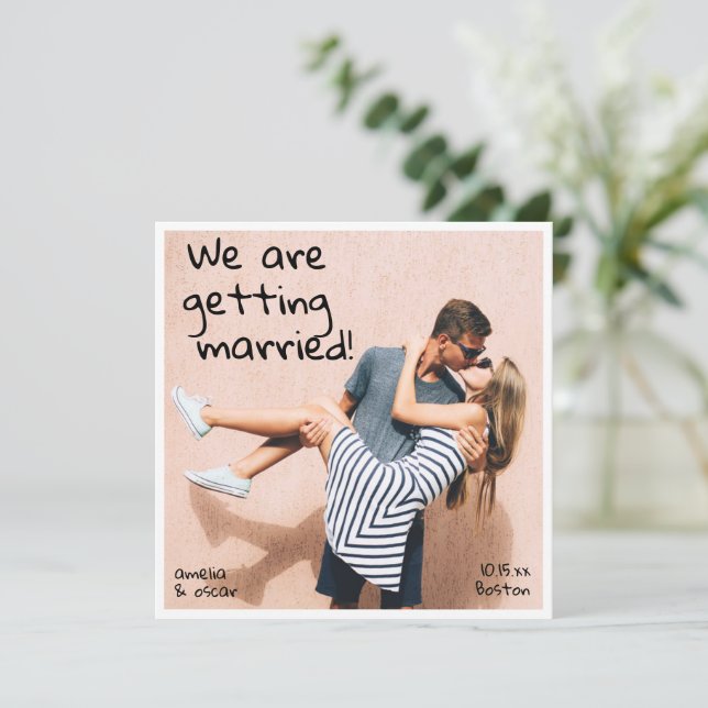 Save The Date Playful Handwritten Cute Photo Casual Fun Square (Debout devant)