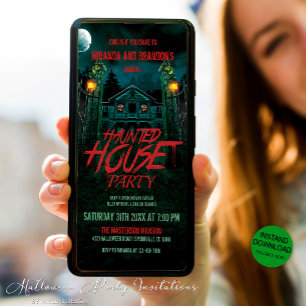 Save The Date Pleine lune Citrouilles Haunted Maison Halloween I