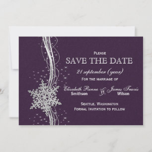 Save The Date Pneus d'argent violet hiver enregistrer la date