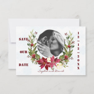 Save The Date Poinsettia Winter Wreath Wedding Enregistrer la da