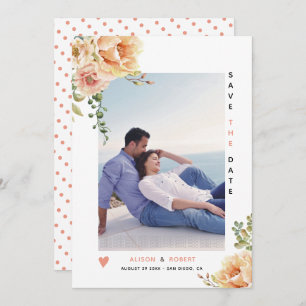 Save The Date Pointer corail aquarelle fleurs photo