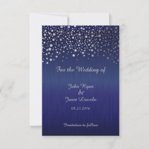 Save The Date Points Confetti Argent Élégants Sapphire Blue