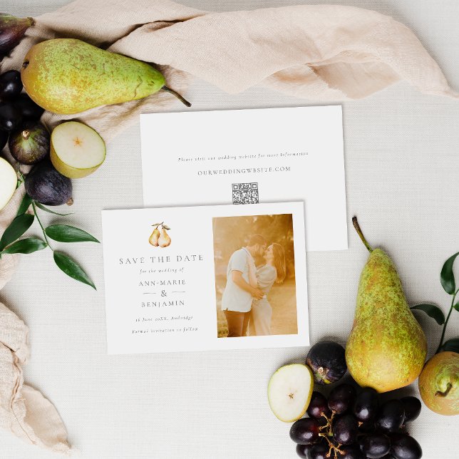 Save The Date Poires botaniques Photo QR Code Mariage (Créateur téléchargé)