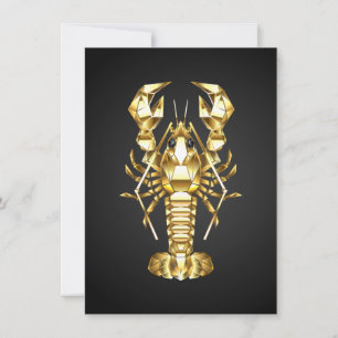 Save The Date Poisson à langouste polygonale dorée sur noir