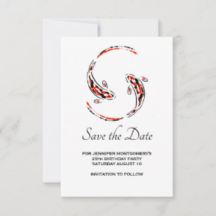 Save The Date Poisson noir et rouge japonais Koi Pair Anniversai
