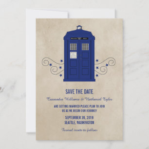 Save The Date Police Box Enregistrer l'Invitation de date v6