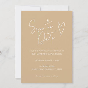 Save The Date Police de script moderne Neutral Tan Photo Enregis