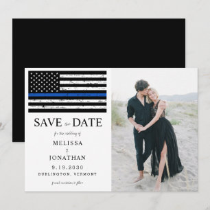 Save The Date Police Police Ligne bleue Mariage Photo