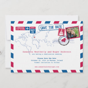 Save The Date Pologne Air Mail Mariage Enregistrer La Date