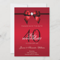 Posh Gem Bow & Ruban 40e Anniversaire de Mariage