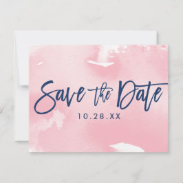 SAVE THE DATE POSTCARD moderne marine rose aquarel