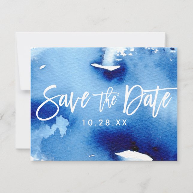 SAVE THE DATE POSTCARD Moderne Marineblau (Vorderseite)