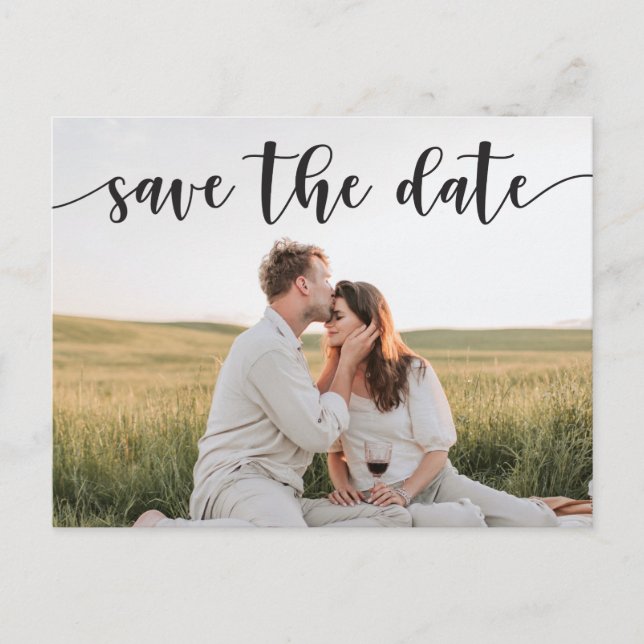 Save the Date Postcard - Rustikale Schrift Postkarte (Vorderseite)