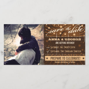 Save The Date Poster rustique : Crème et Brown personnalisé Enre