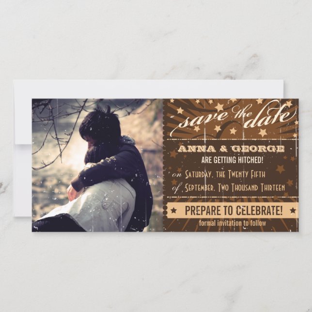 Save The Date Poster rustique : Crème et Brown personnalisé Enre (Devant)