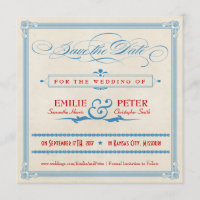 Poster vintage rouge, blanc et bleu Enregistrer la