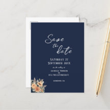 Save the Date Postkarte - Elegantes Blumenblau