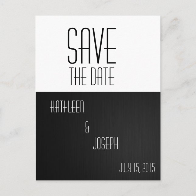 Save the Date Postkarte für Schwarzweiß-Einfache C (Vorderseite)