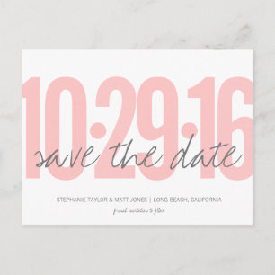 Save the Date Postkarte, großes Datum, rosafarben Ankündigungspostkarte