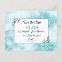 Save the Date Postkarte mit blauem Marmor