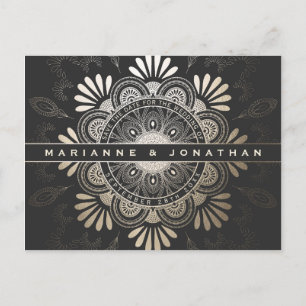 Save the Date Postkarten Black & Gold Foil Mandala