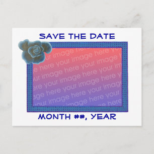 Save the Date Postkarten, blaue Rose, Foto hinzufü Ankündigungspostkarte