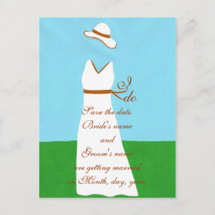 Save the Date Postkarten, Brautkleid Ankündigungspostkarte